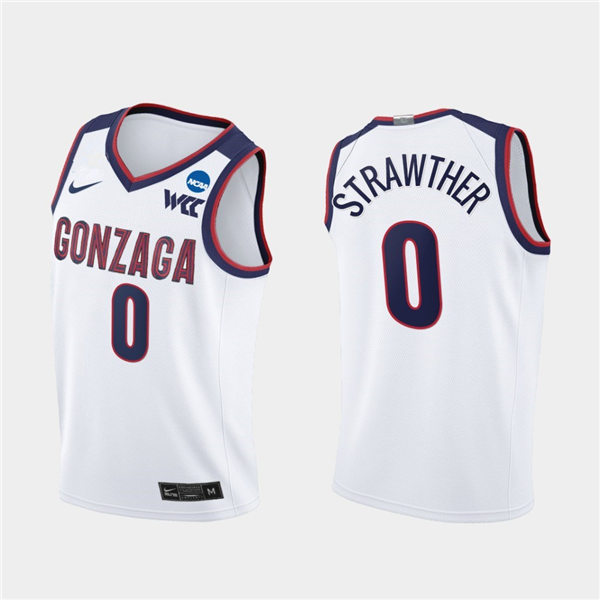 Men's Gonzaga Bulldogs #0 Julian Strawther 2021 WCC White Nike NCAA ...