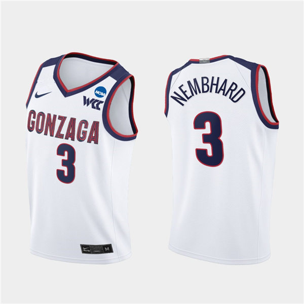 Men's Gonzaga Bulldogs #3 Andrew Nembhard 2021 WCC White Nike NCAA College Basketball Jersey