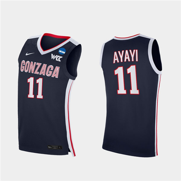 Men's Gonzaga Bulldogs #11 Joel Ayayi 2021 WCC Navy Nike NCAA College Basketball Jersey