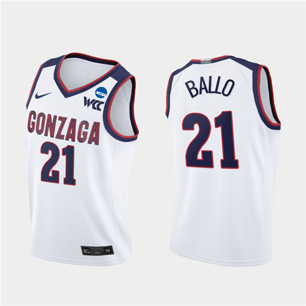 Men's Gonzaga Bulldogs #21 Oumar Ballo 2021 WCC White Nike NCAA College Basketball Jersey