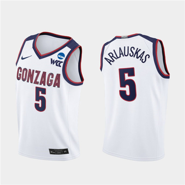 Men's Gonzaga Bulldogs #5 Martynas Arlauskas 2021 WCC White Nike NCAA College Basketball Jersey