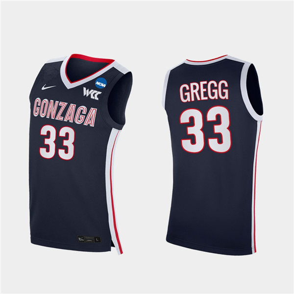 Men's Gonzaga Bulldogs #33 Ben Gregg 2021 WCC Navy Nike NCAA College Basketball Jersey