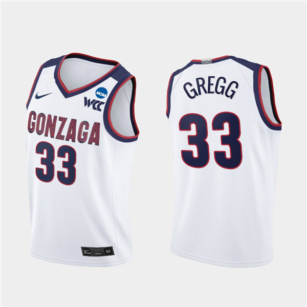 Men's Gonzaga Bulldogs #33 Ben Gregg 2021 WCC White Nike NCAA College Basketball Jersey