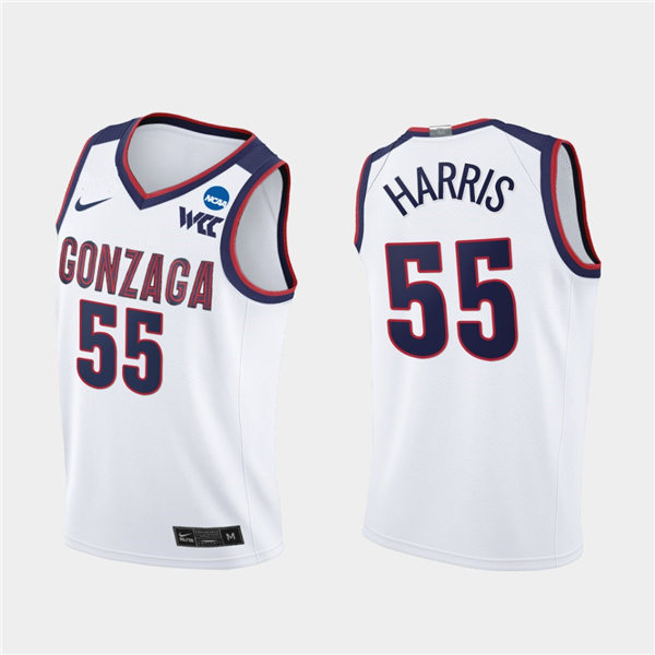 Men's Gonzaga Bulldogs #55 Dominick Harris 2021 WCC White Nike NCAA College Basketball Jersey