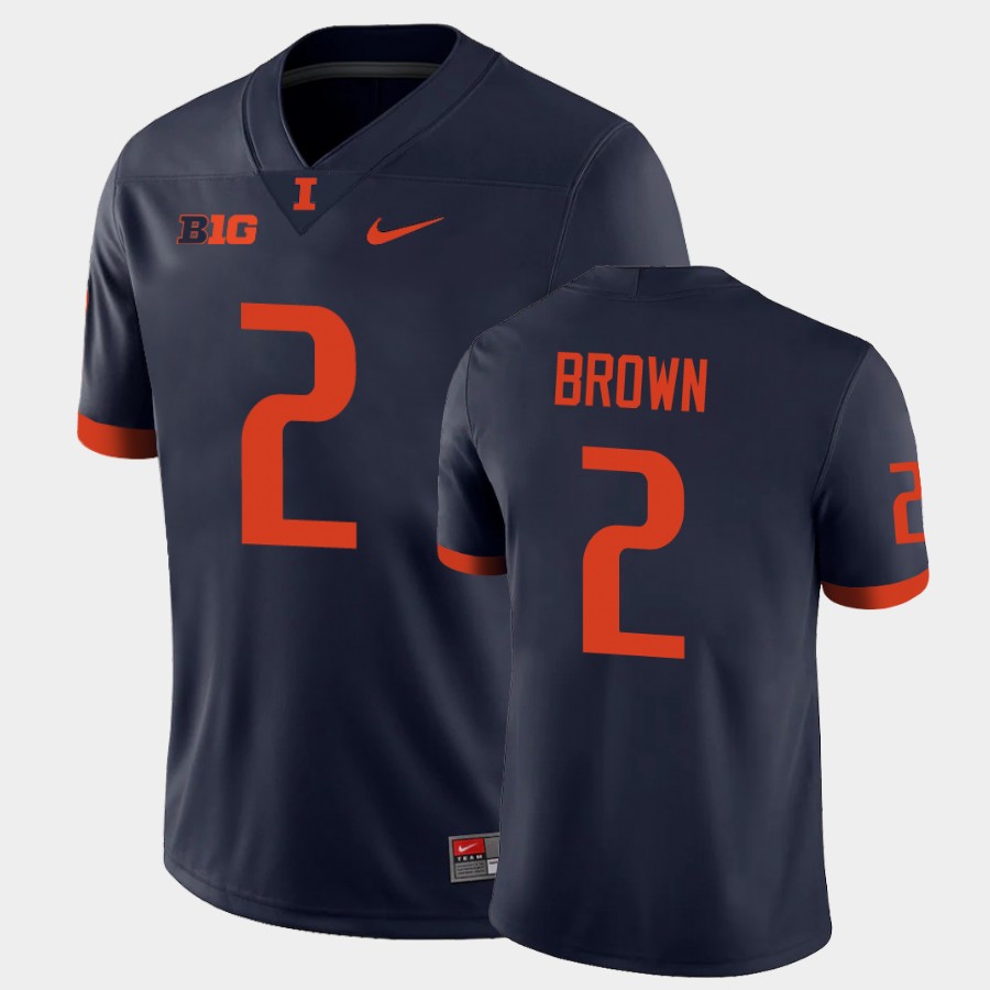 Men's  Illinois Fighting Illini #2 Chase Brown Nike Navy College Football Jersey