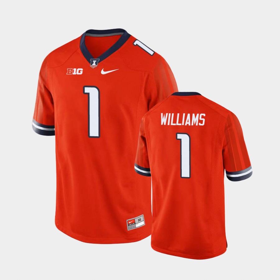 Men's  Illinois Fighting Illini #1 Isaiah Williams Nike Orange College Football Jersey