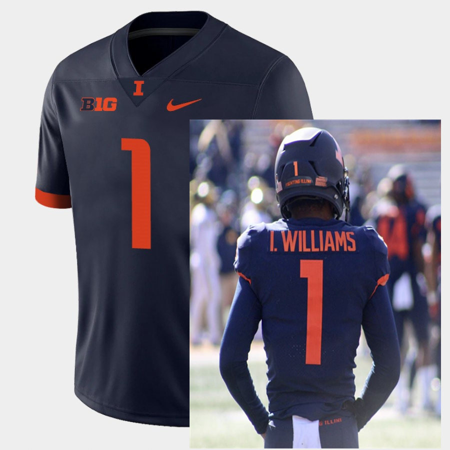 Men's  Illinois Fighting Illini #1 Isaiah Williams Nike Navy College Football Jersey