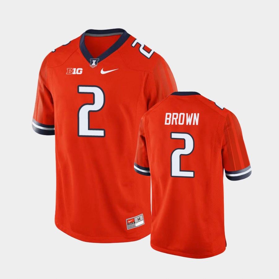 Men's  Illinois Fighting Illini #2 Chase Brown Nike Orange College Football Jersey