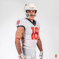 Men's  Illinois Fighting Illini #18 Brandon Peters Nike 2020 White College Football Jersey