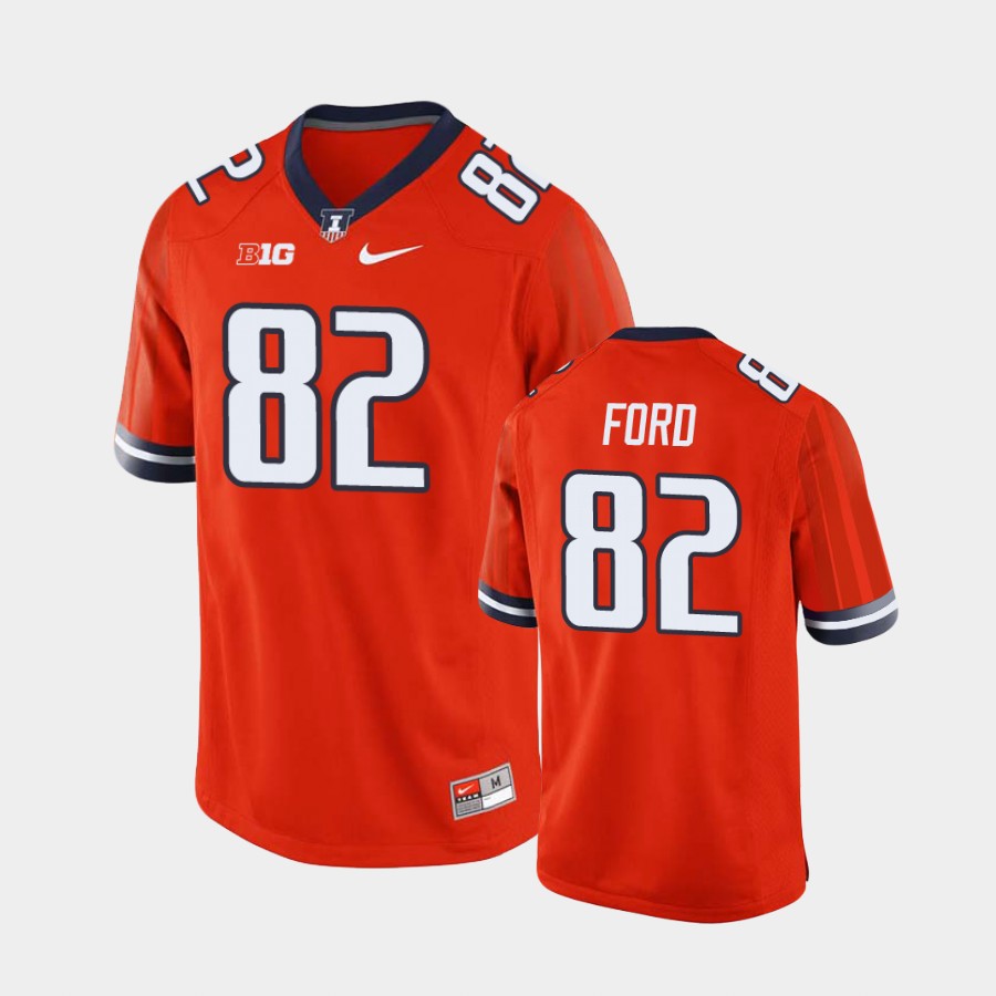 Men's  Illinois Fighting Illini #82 Luke Ford Nike Orange College Football Jersey