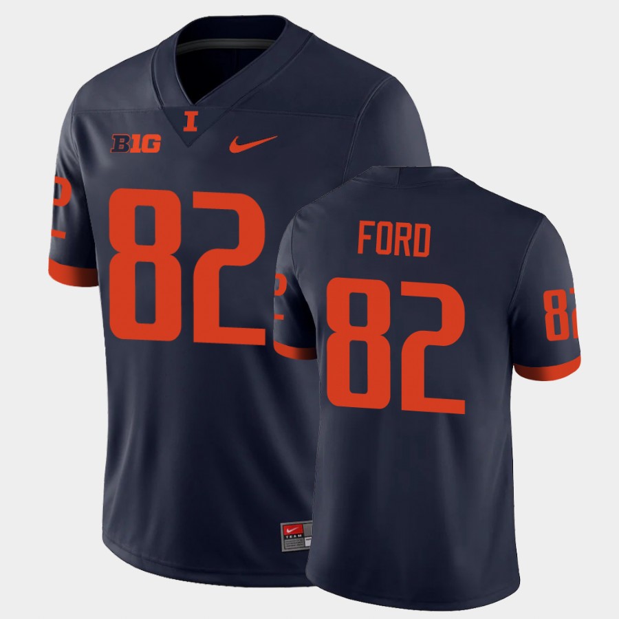 Men's Illinois Fighting Illini #82 Luke Ford Nike Navy College Football Jersey