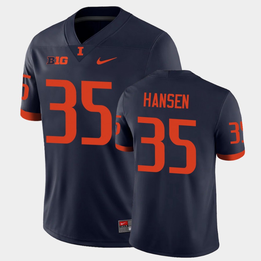 Men's Illinois Fighting Illini #35 Jake Hansen Nike Navy College Football Jersey