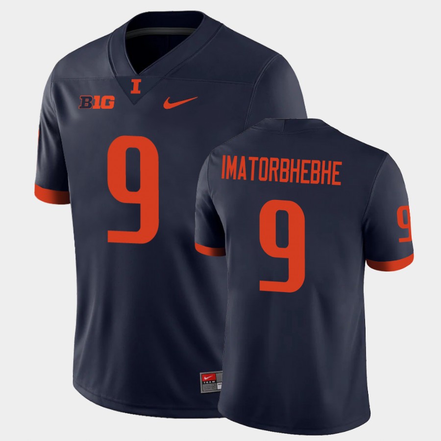 Men's Illinois Fighting Illini #9 Josh Imatorbhebhe Nike Navy College Football Jersey