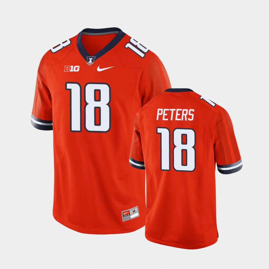 Men's  Illinois Fighting Illini #18 Brandon Peters Nike Orange College Football Jersey