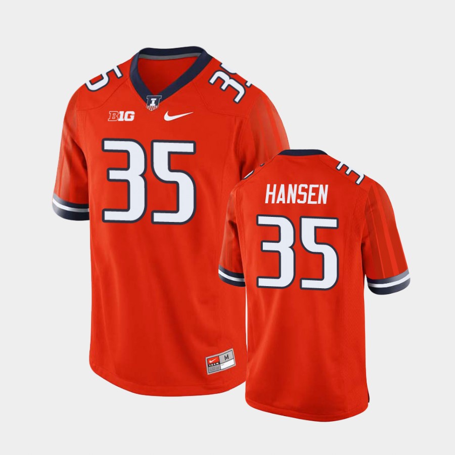 Men's Illinois Fighting Illini #35 Jake Hansen Nike Orange College Football Jersey