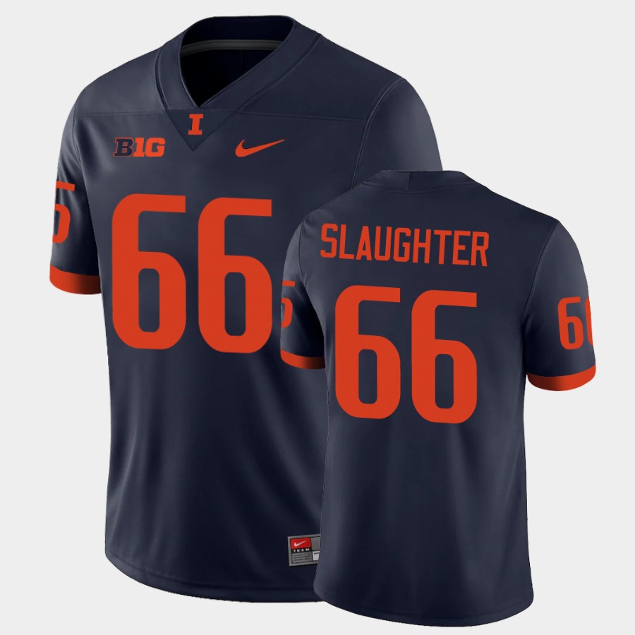 Men's  Illinois Fighting Illini #66  Jordyn Slaughter Nike Navy College Football Jersey