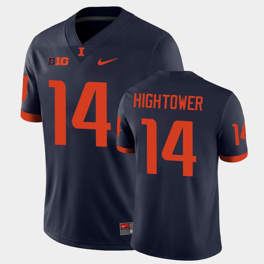 Men's Illinois Fighting Illini #14 Brian Hightower Nike Navy College Football Jersey