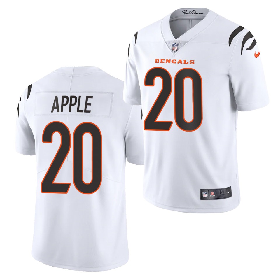 Men's Cincinnati Bengals #20 Eli Apple 2021 Nike White Vapor Limited Jersey