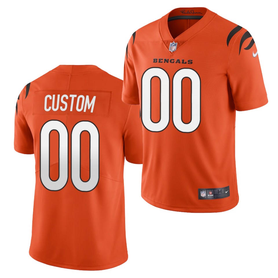 Men's Cincinnati Bengals Custom Orange Nike 2021 Vapor Limited Alternate Jersey