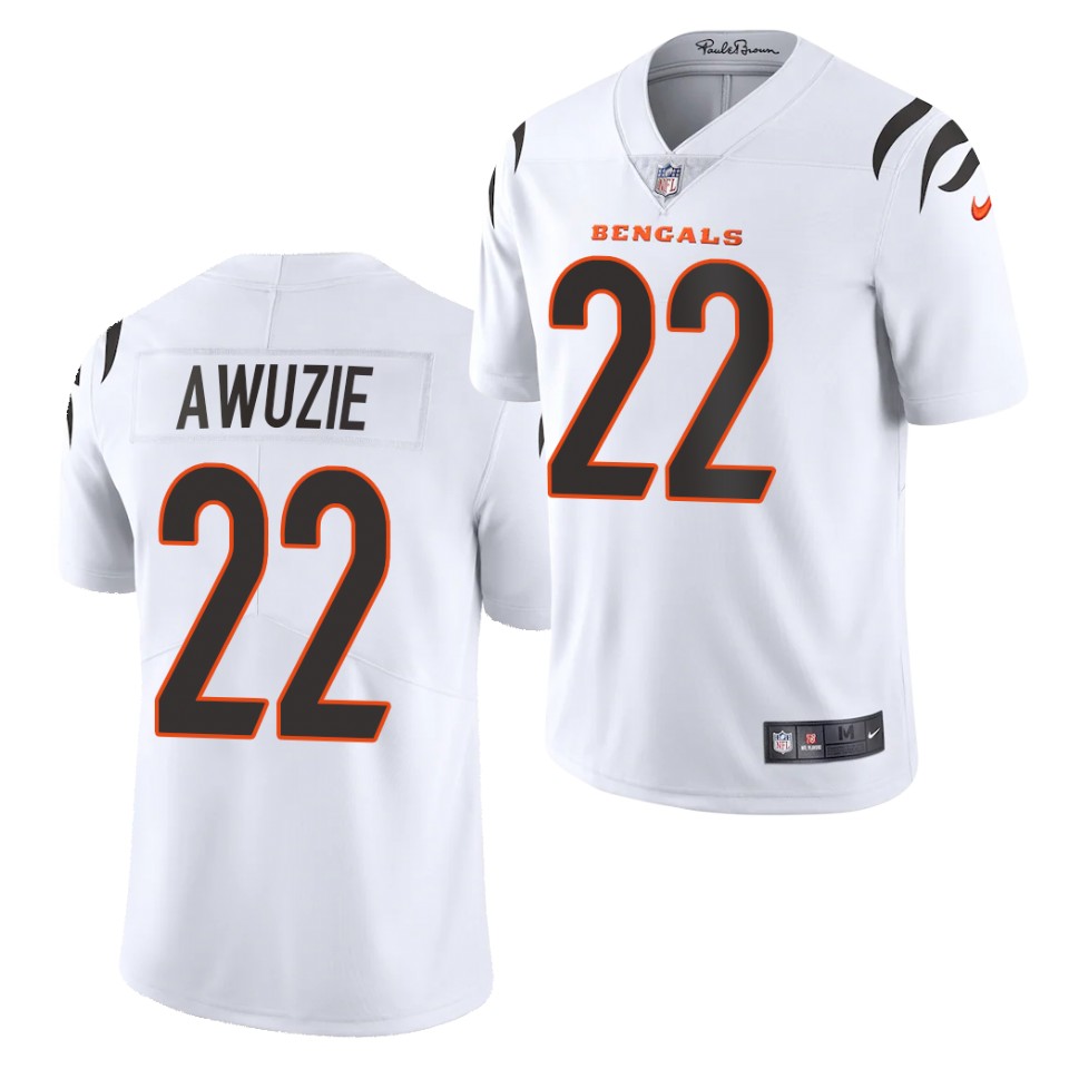 Men's Cincinnati Bengals #22 Chidobe Awuzie 2021 Nike White Vapor Limited Jersey