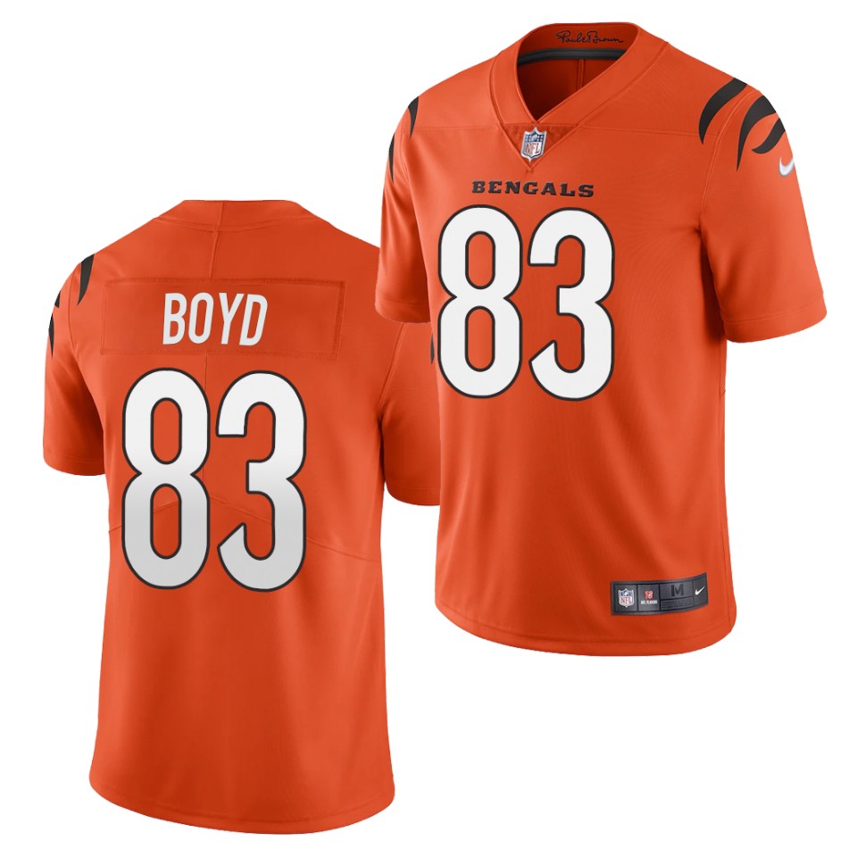 Men's Cincinnati Bengals #83 Tyler Boyd 2021 Nike Orange Alternate Vapor Limited Jersey