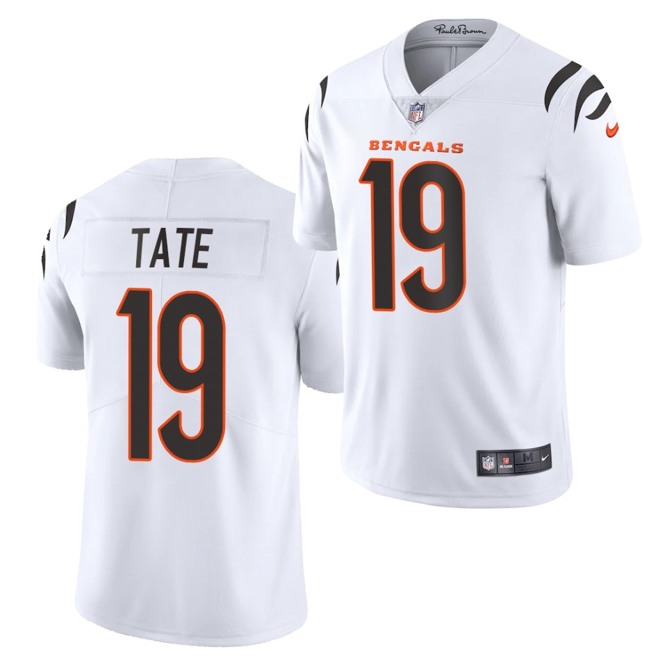 Men's Cincinnati Bengals #19 Auden Tate 2021 Nike White Vapor Limited Jersey