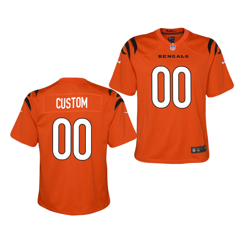 Youth Cincinnati Bengals Custom 2021 Nike Orange Alternate Vapor Kids Limited Jersey