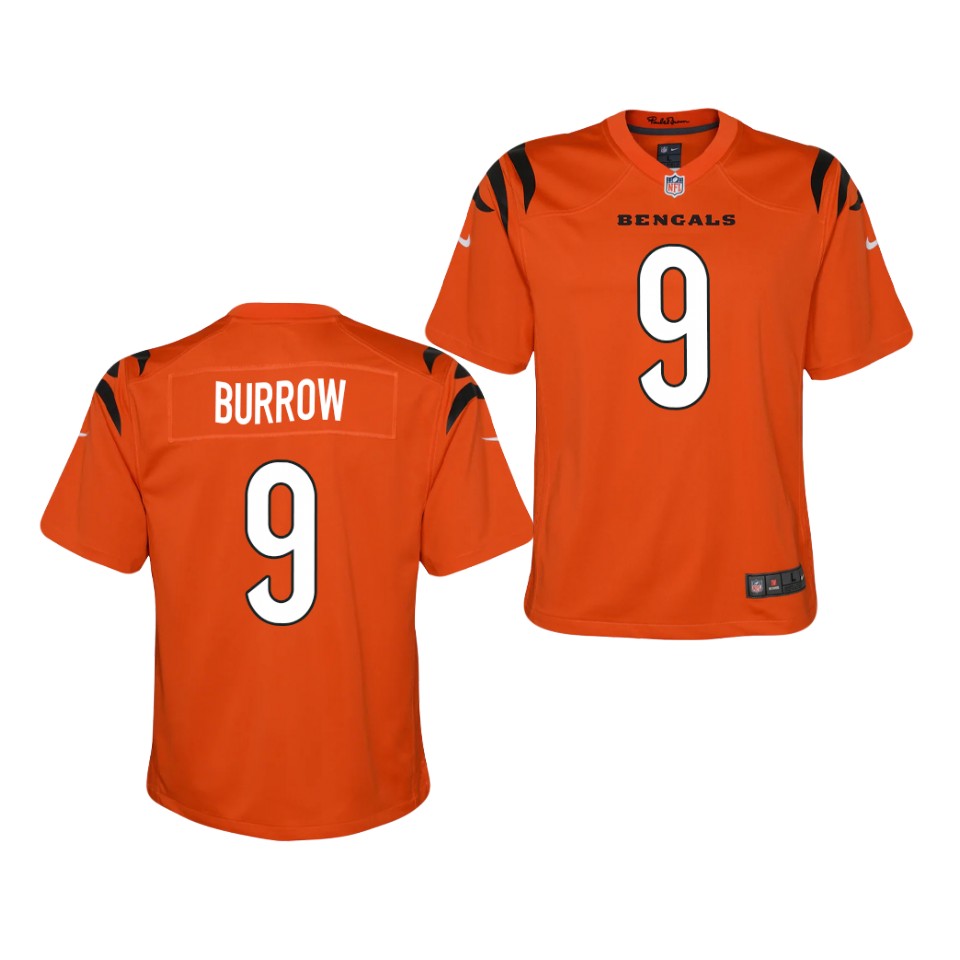 Youth Cincinnati Bengals #9 Joe Burrow 2021 Nike Orange Alternate Vapor Kids Limited Jersey