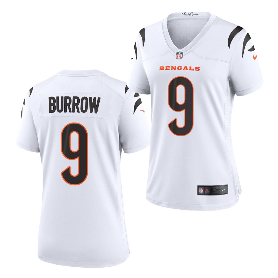 Women's Cincinnati Bengals #9 Joe Burrow 2021 Nike White Vapor Lady Limited Jersey