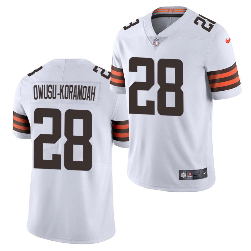 Youth Cleveland Browns #28 Jeremiah Owusu-Koramoah Nike White Limited Jersey