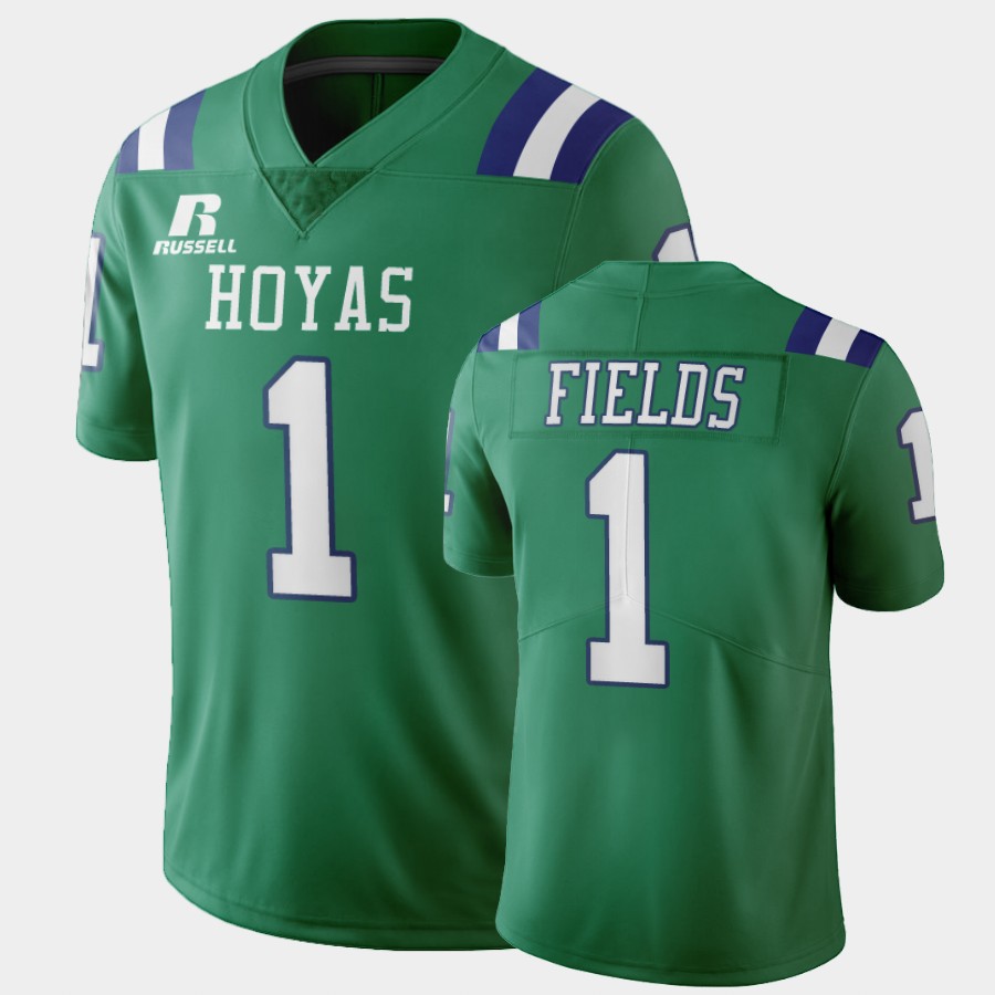 Men's Harrison High School #1 Justin Fields Russell Green Game Football Jersey