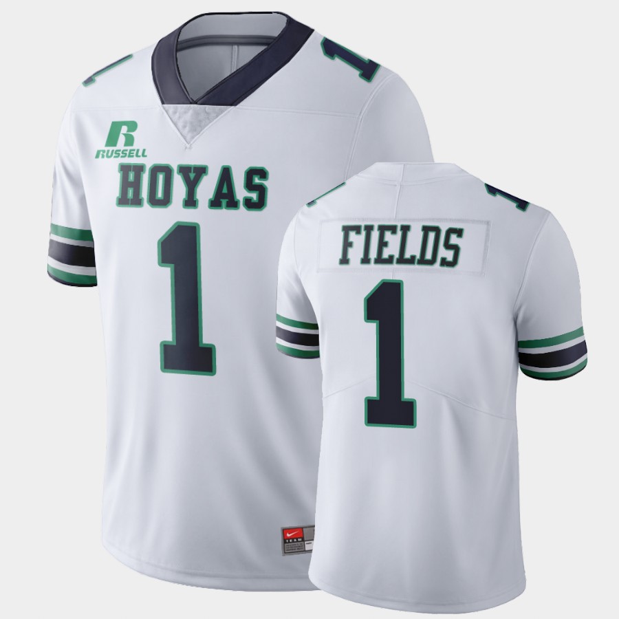 Men's Harrison High School #1 Justin Fields Russell White Game Football Jersey