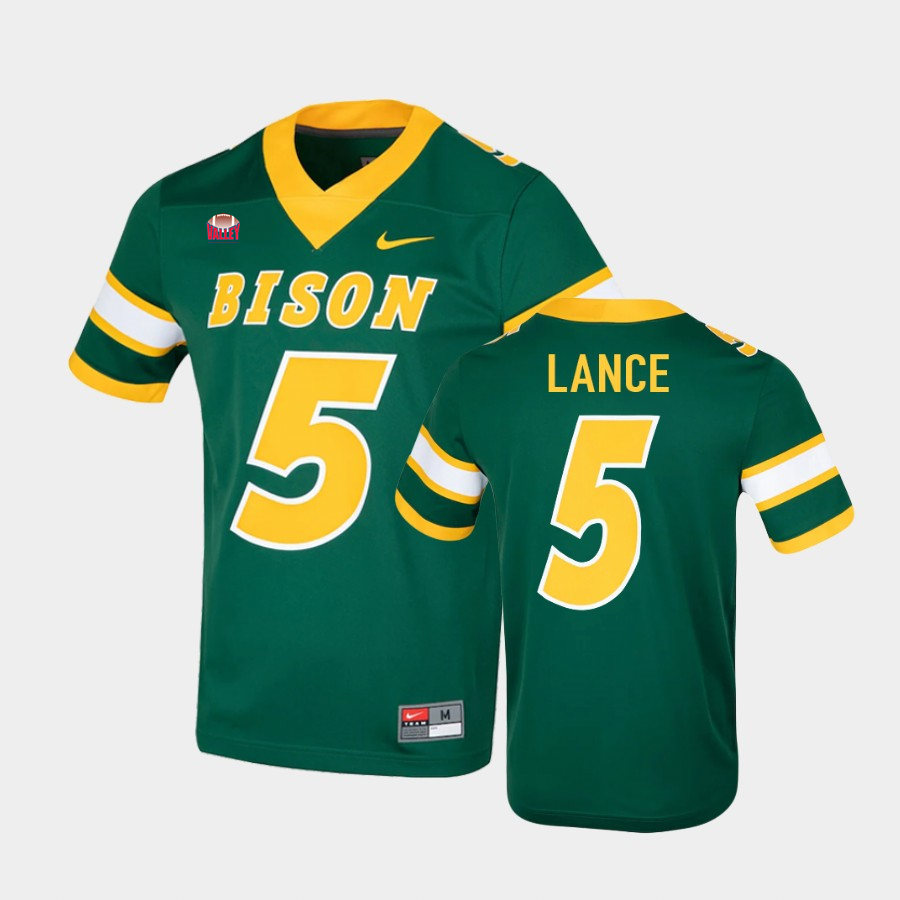Men's North Dakota State Bison #5 Trey Lance Nike Green With Name Game College Football Jersey