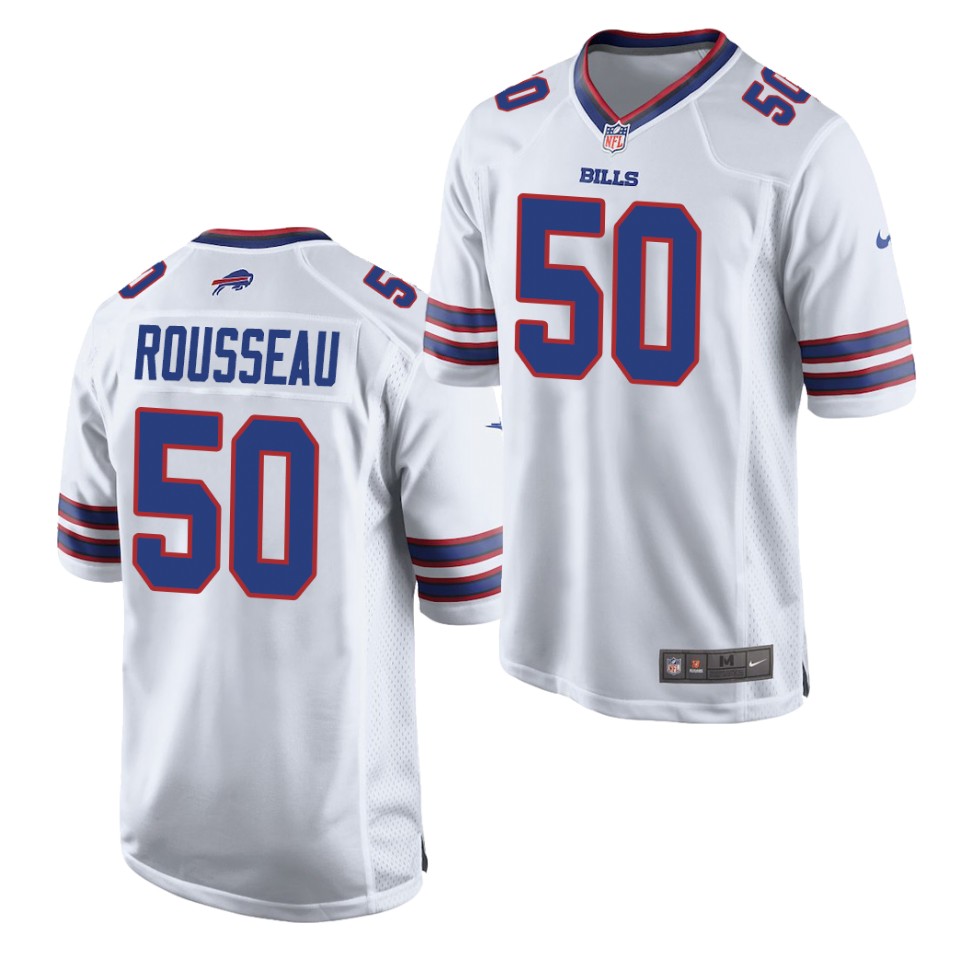 Men's Buffalo Bills #50 Gregory Rousseau Nike White Player Game Football Jersey