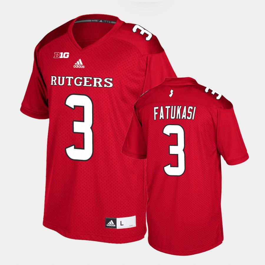 Men's Youth Rutgers Scarlet Knights #3 Olakunle Fatukasi Scarlet Adidas College Football Jersey