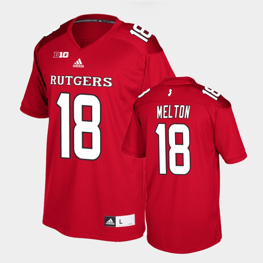 Men's Youth Rutgers Scarlet Knights #18 Bo Melton Scarlet Adidas College Football Jersey