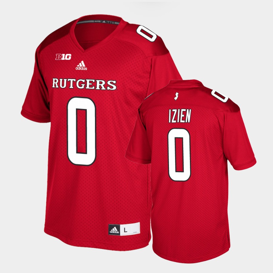 Men's Youth Rutgers Scarlet Knights #0 Christian Izien Scarlet Adidas College Football Jersey
