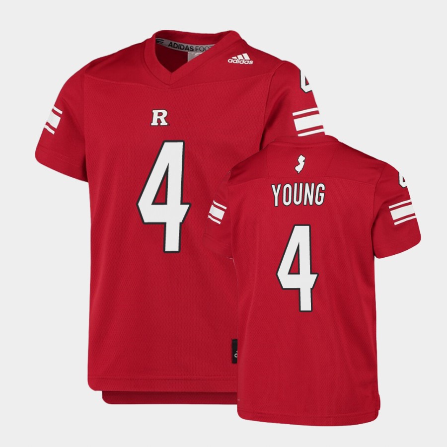 Men's Youth Rutgers Scarlet Knights #4 Aaron Young Scarlet Adidas College Football Jersey