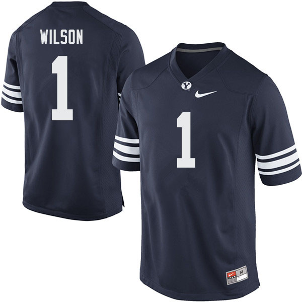 Men's BYU Cougars #1 Zach Wilson Nike Navy College Football Jersey