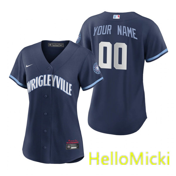Women's Chicago Cubs Custom Nike Navy 2021 City Connect Jersey