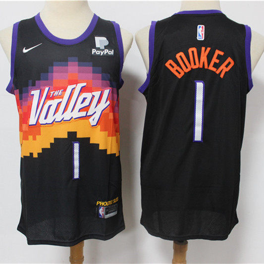 Mens Phoenix Suns #1 Devin Booker Black Nike 2021 NBA City Edition Jersey