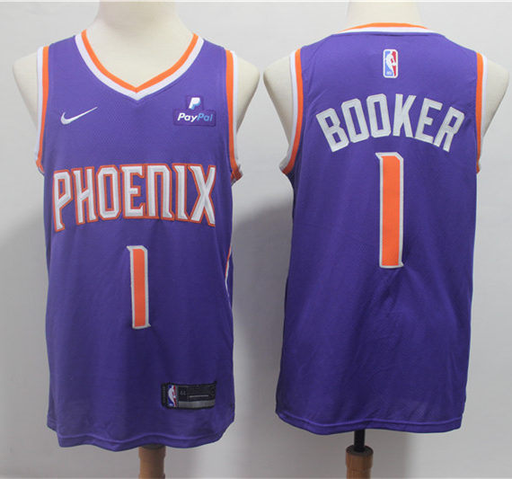 Mens Phoenix Suns #1 Devin Booker Nike Purple Icon Edition Jersey