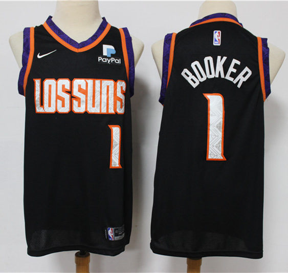 Mens Phoenix Suns #1 Devin Booker 2020 Black NBA City Edition Jersey