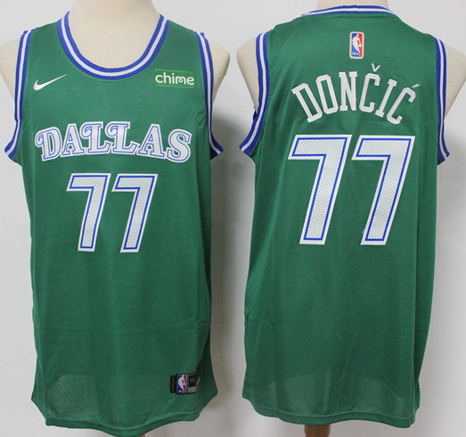 Mens Dallas Mavericks #77 Luka Doncic Nike Green Classic Edition jersey