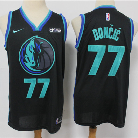 Mens Dallas Mavericks #77 Luka Doncic Black Nike 2020 NBA City Edition Jersey