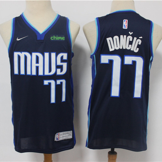 Mens Dallas Mavericks #77 Luka Doncic Navy Nike 2021 Earned Edition Swingman Jersey
