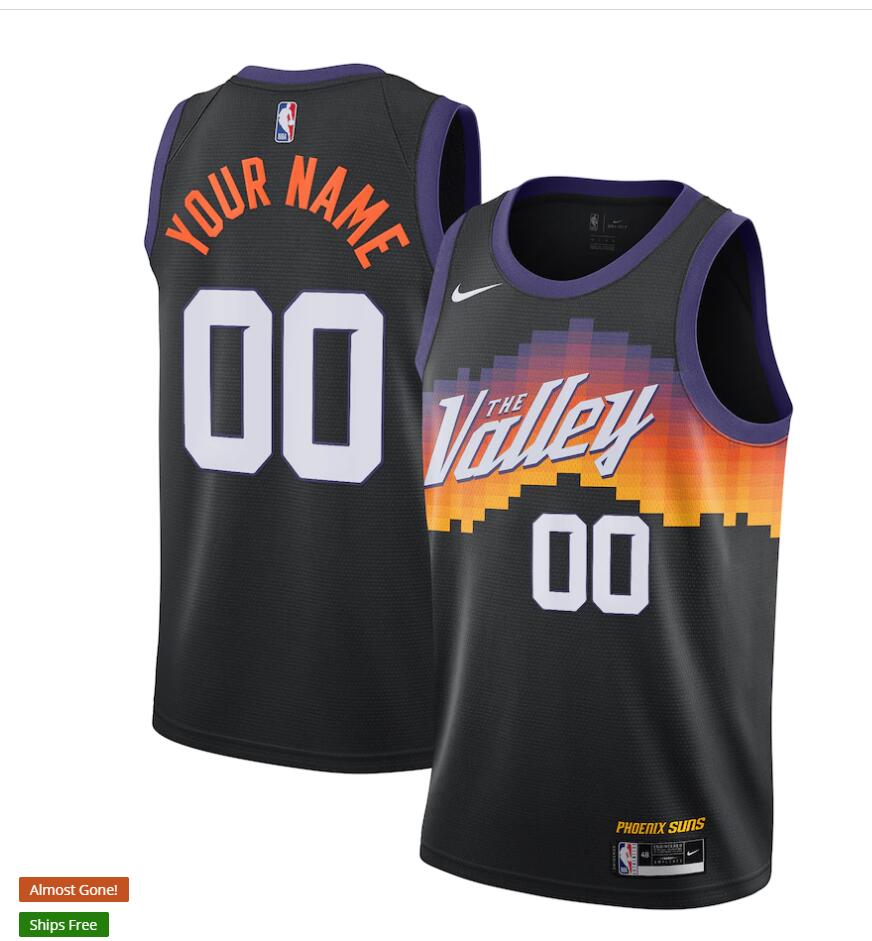 Mens Phoenix Suns Custom Black Nike 2021 NBA City Edition Jersey