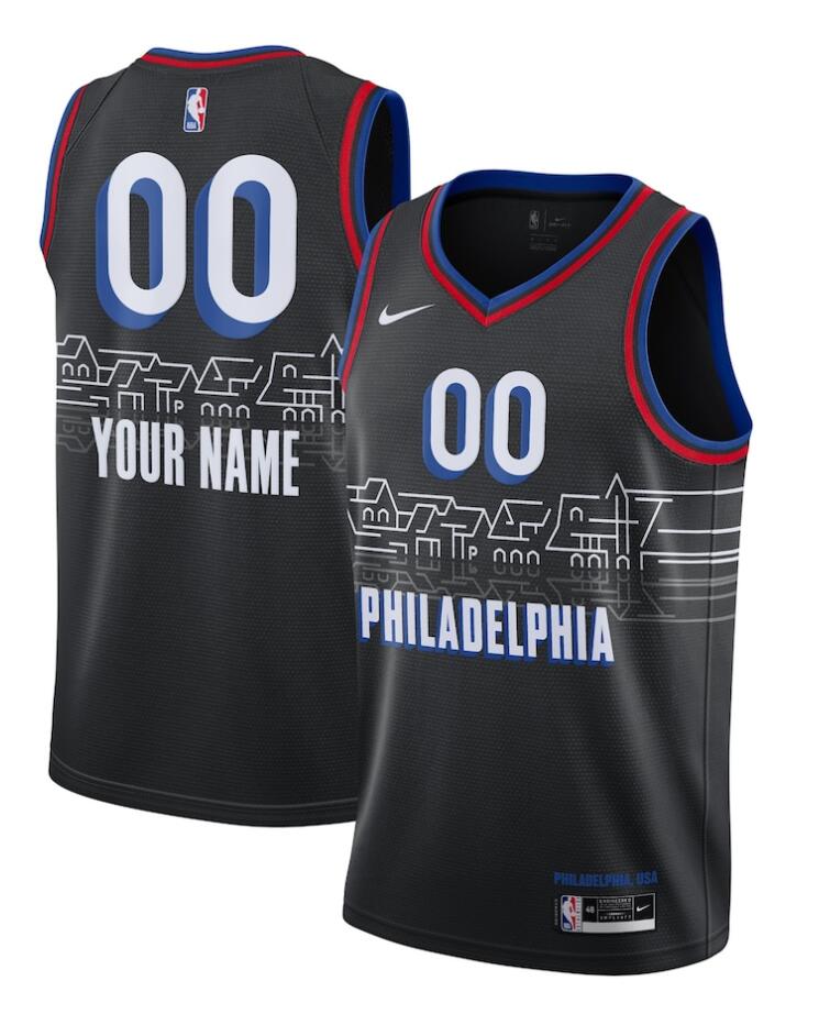 Mens Philadelphia 76ers Custom Black Nike 2021 NBA City Edition Jersey