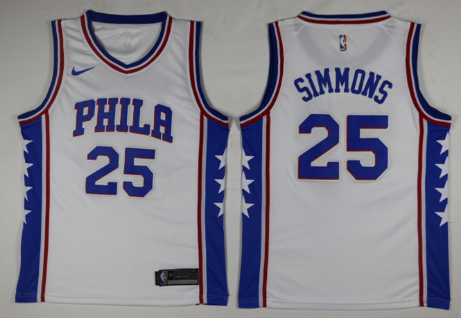 Mens Philadelphia 76ers #25 Ben Simmons Nike White NBA Association Edition Jersey