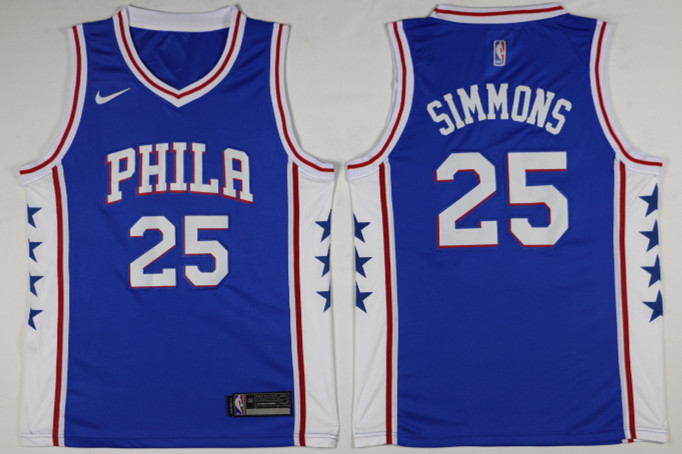 Mens Philadelphia 76ers #25 Ben Simmons Blue Nike NBA Icon Edition Jersey